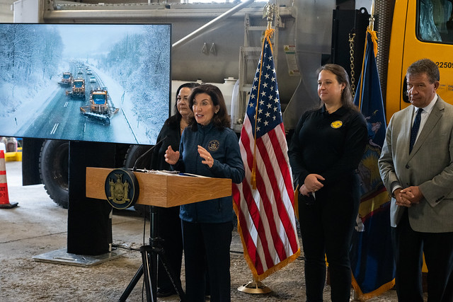 Governor Hochul Holds Storm and Covid  Briefing in Westchester.