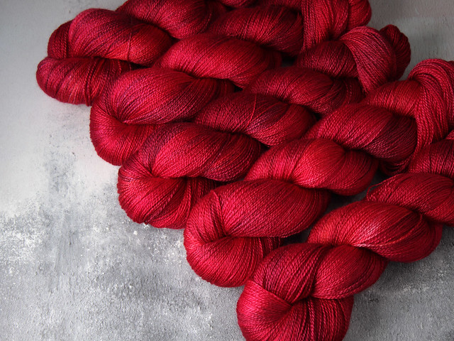 Brilliance Lace – British Bluefaced Leicester wool and silk laceweight hand-dyed yarn 100g – ‘Dahlia’