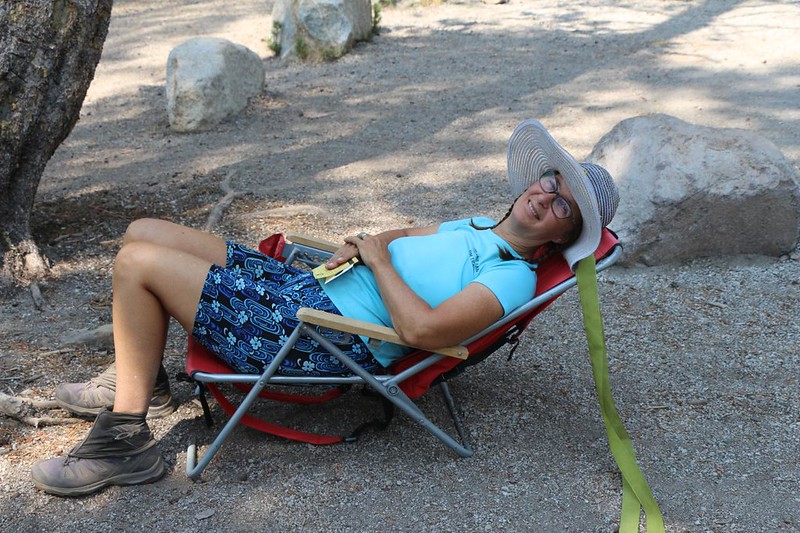 The campground host was super-nice, and let Vicki relax in a chair - I would hike onward to get the car