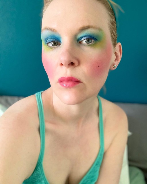 Today’s face—and the inspiration pic. Thanks @madlymazzy 🌈