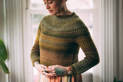 Andrea Mowry has revamped her Shifty sweater for a better fit! If you purchased it previously, the new pdf will automatically go into your Ravelry library.