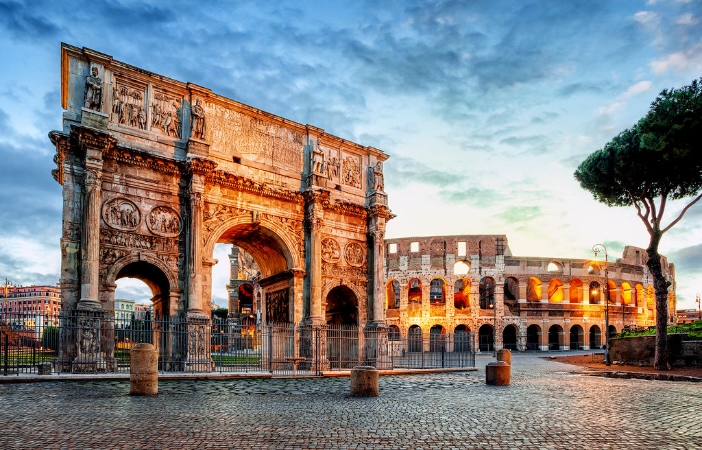 Arch Of Constantine and Colosseum in Rome, Italy