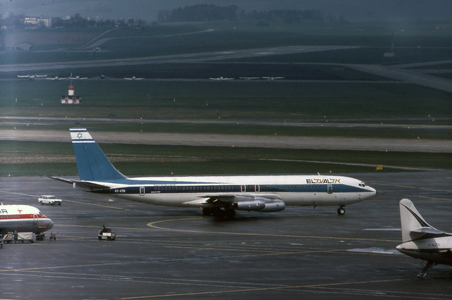 4X-ATB El Al Boeing 707-458 on the ramp at Zurich Kloten