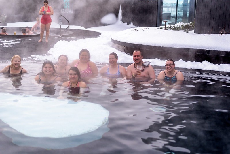 Me and some of the members of my group at Krauma Geothermal Bath & Spa