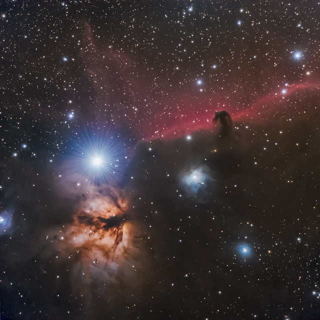 NGC 2024 - Nébuleuse de la flamme - IC 434 Nébuleuse de la tête de Cheval et l'étoile brillante c'est Alnitak
