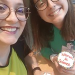 2020-02-11: Rossana and Sara showing off some yummy cupcakes at the inaugural International Day of Women and Girls in Science panel event, of which Carly was a panel member!