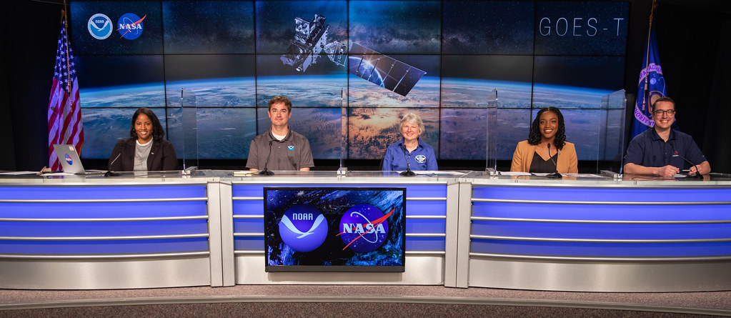 GOES-T science briefing panelists. Photo credit: NASA/Kim Shiflett
