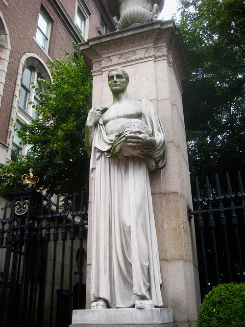 2012 Free Standing Male Statue sculptor at Gate of Columbia University 5483A