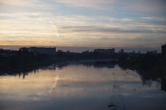 Dawn on the river Warta