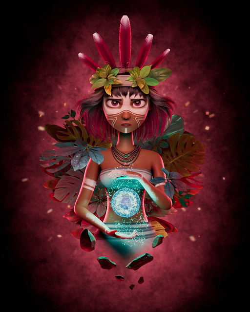 3D Model Girl Warrior Amazon Tribal