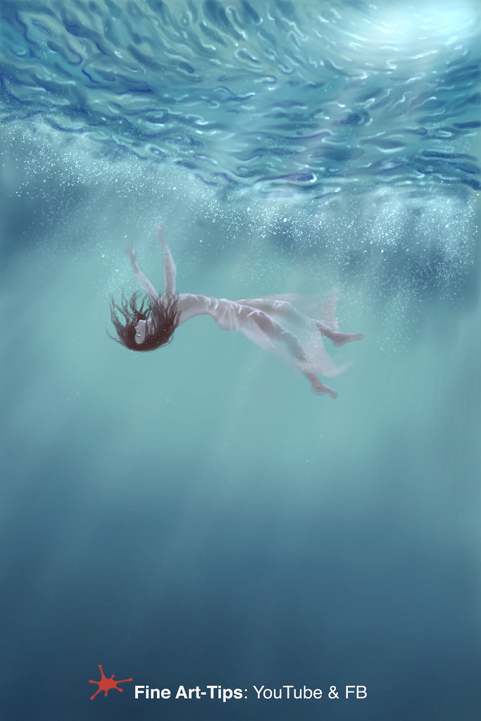 HOW TO DRAW A WOMAN SINKING IN WATER, digitally
