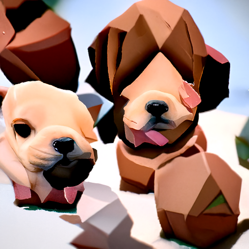 'a low poly render of puppies' Disco Diffusion v5