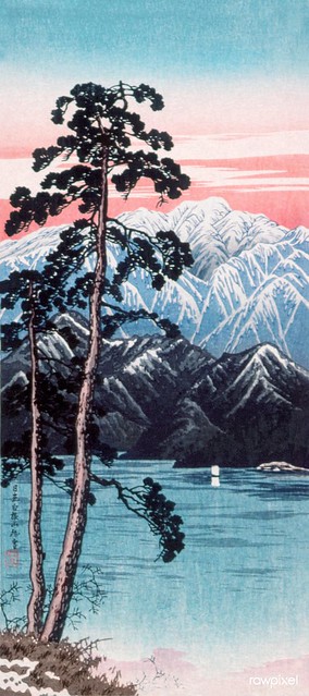 Lingering Snow on Mt. Shirane, Nikkō print in high resolution by Hiroaki Takahashi (1871–1945). Original from The Los Angeles County Museum of Art. Digitally enhanced by rawpixel.