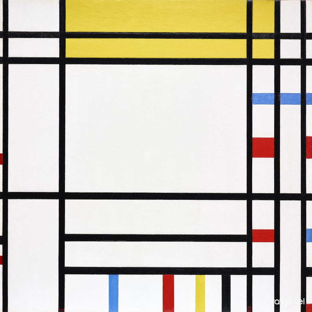 Place de la Concorde (1938–1943) painting in high resolution by Piet Mondrian. Original from the Dallas Museum of Art. Digita