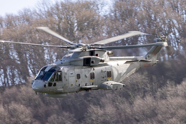 Merlin as a pair through the Wye Valley Navy813