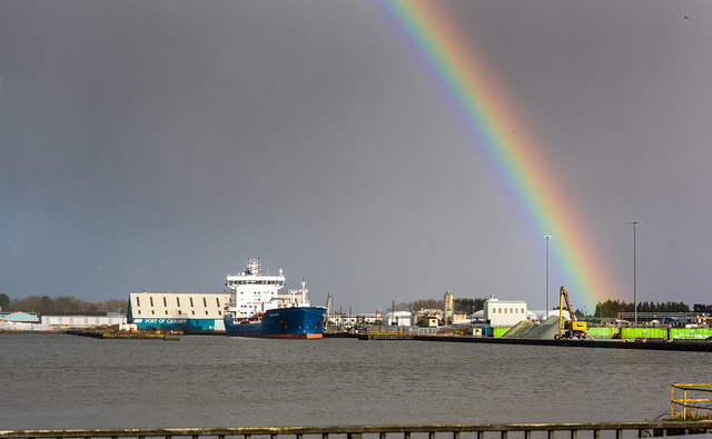 Rainbow over Cardiff Docks