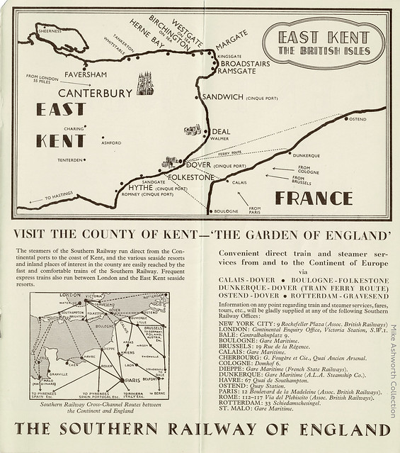 The British Isles tourist leaflet : East Kent : c1935 : map
