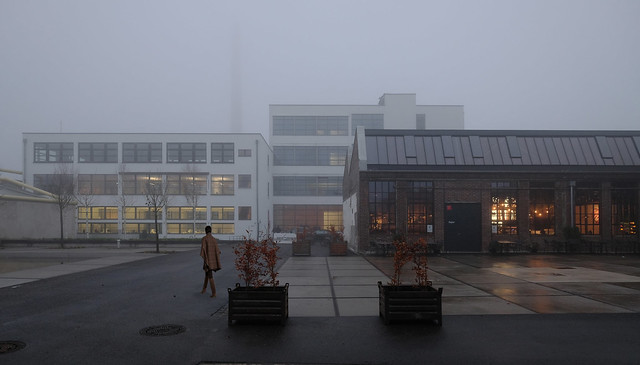 foggy evening at verseidag factory