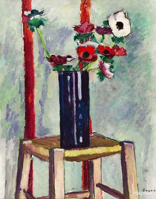 Anemones (ca.1910–1912) painting in high resolution by Henry Lyman Sayen. Original from the Smithsonian Institution. Digitally enhanced by rawpixel.