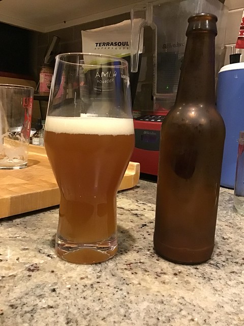 Cara 20 beer in glass on countertop