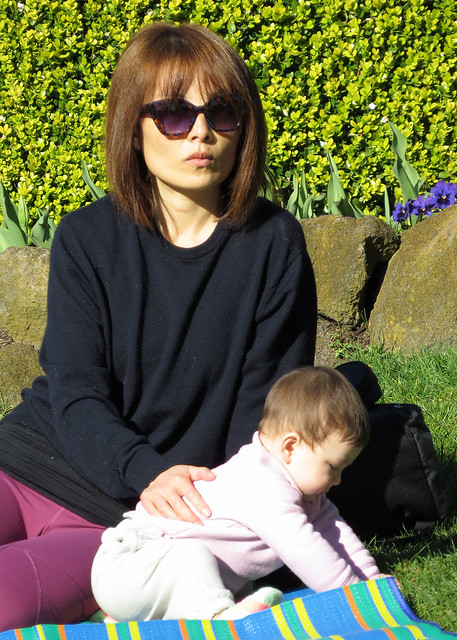 Mother and child on blanket Queen Wilhelmina Garden San Francisco's Golden Gate Park 20220227-155142