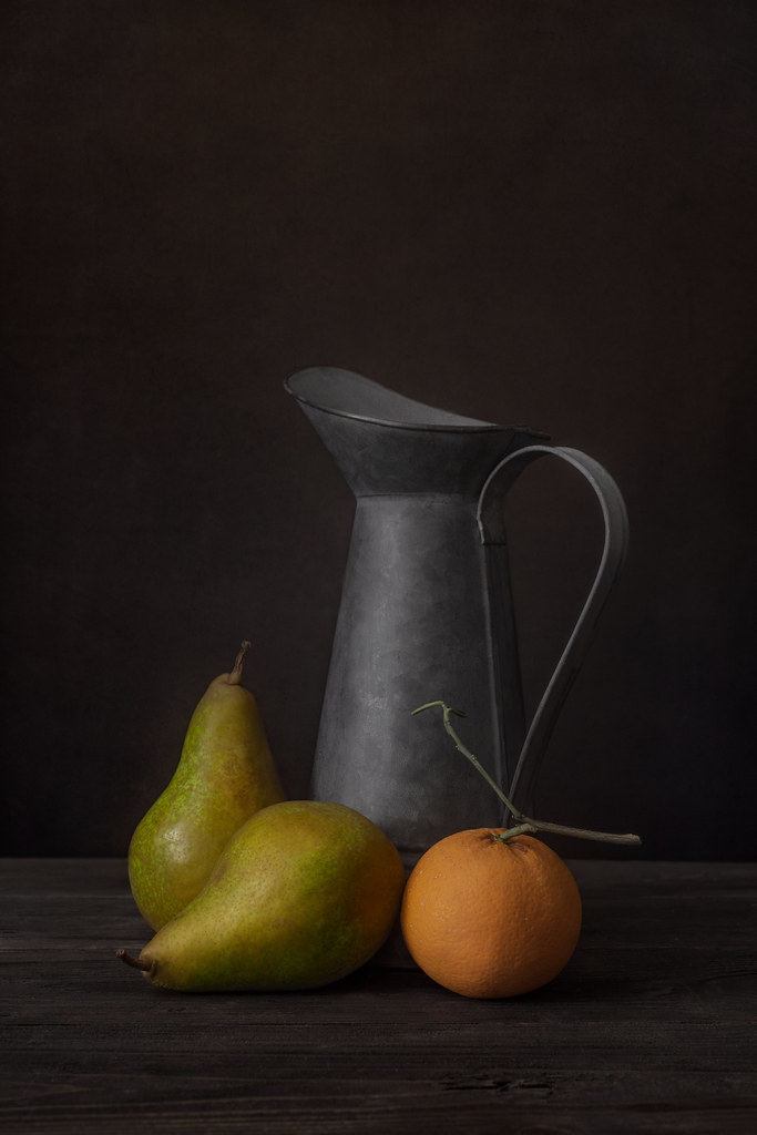 Still Life with Pears and Orange
