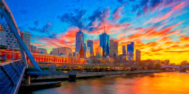 An impressionistic Melbourne sunrise