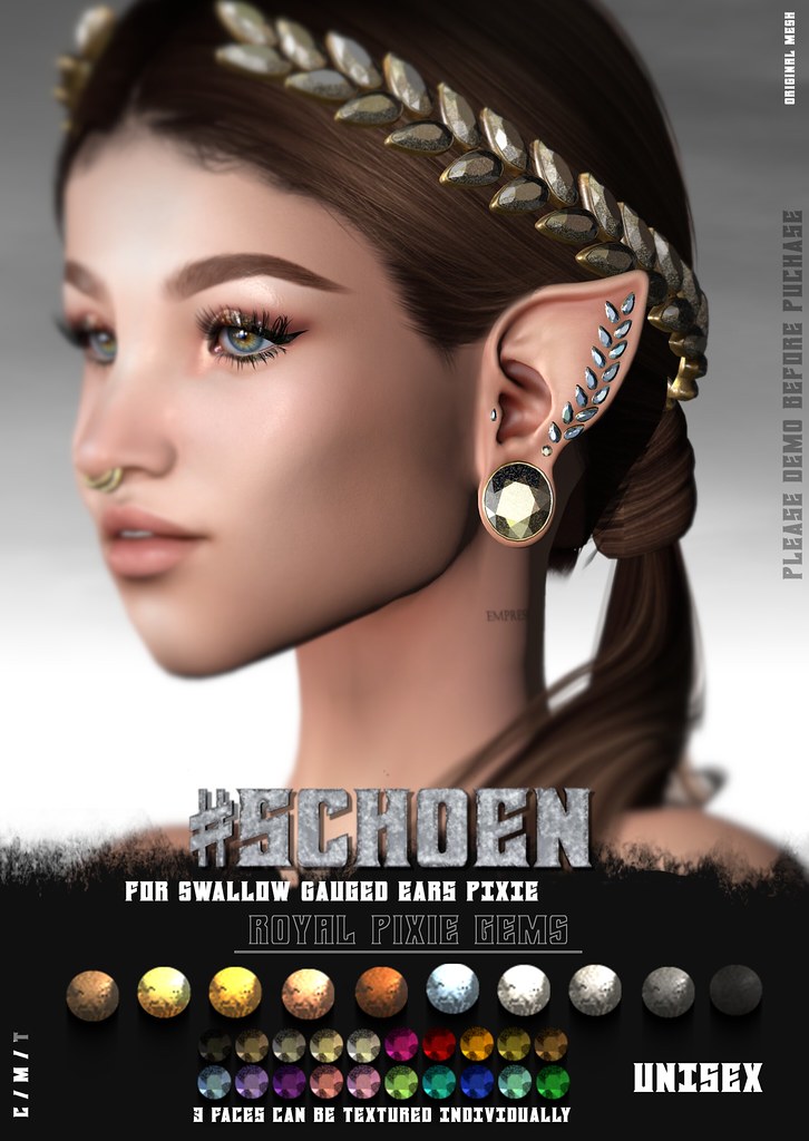 #SCHOEN – Royal Pixie Gems – For Swallow Pixie Gauged Ears