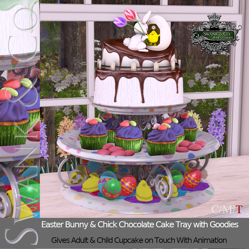 Easter Bunny & Chick Chocolate Cake Tray with Goodies