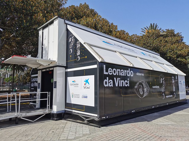 caseta de exposición Leonardo da Vinci Observa Cuestiona Experimenta Parque de San Telmo Las Palmas de Gran Canaria