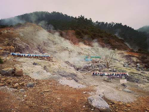Sauron and Morgoth barren land, volcanic ash soil at Sikidang crater, Dieng Plateau, Indonesia.