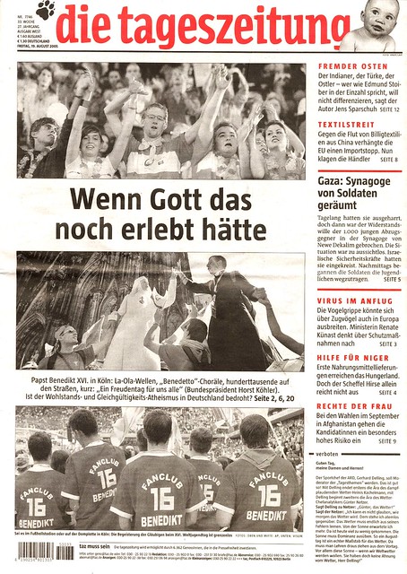 2005 - TAZ - Schlagzeile Weltjugendtag - Germany