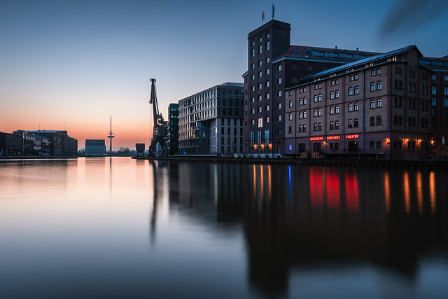 Blaue Stunde im Hafen Münster
