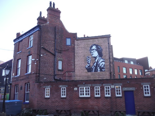 Jarvis Cocker mural on wall of The Fat Cat pub SWC City Walk 6 - City of Sheffield