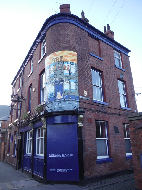 The Fat Cat pub, with flood marks 1864 and 2007 SWC City Walk 6 - City of Sheffield