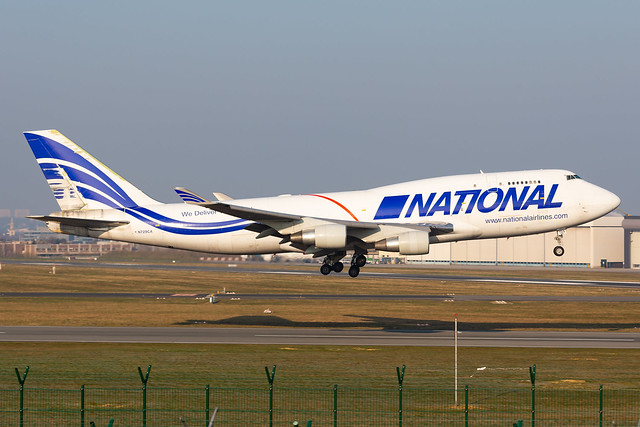 National Airlines B747F (N729CA) landing in Brussels (EBBR)