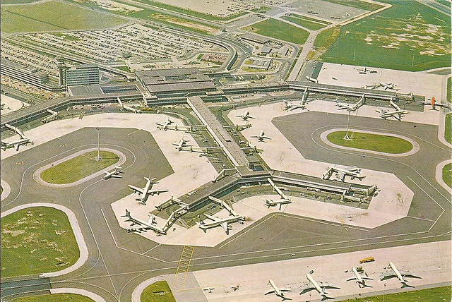 Amsterdam Schiphol Airport (AMS) postcard - late 1960's