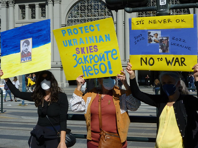 March 6 rally in San Francisco to oppose a war in Ukraine.