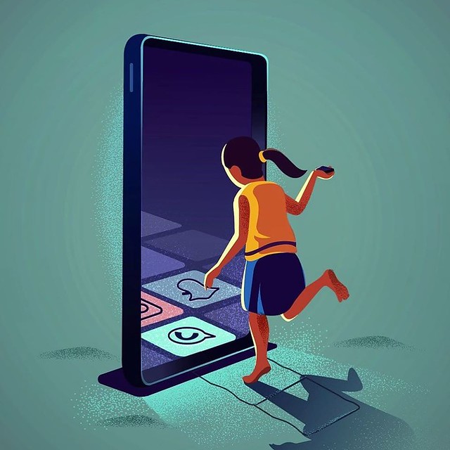 Digital illustration gadget jump