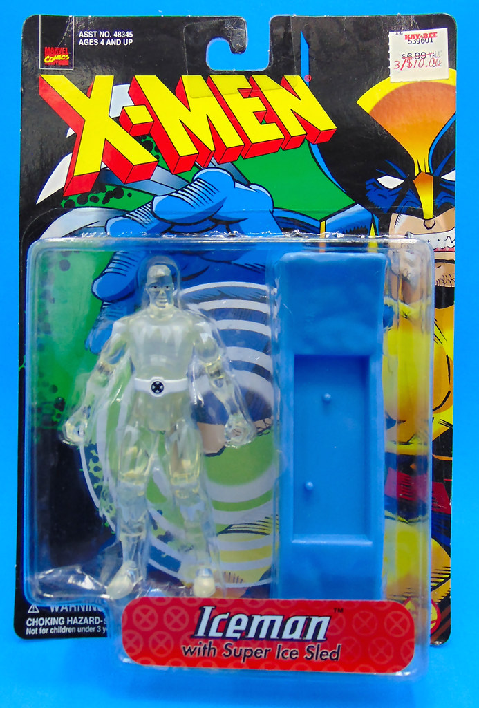 ToyBiz Marvel X-Men Iceman Super Glace Toboggan Action Figurine 1993 Toybiz N0 49375 