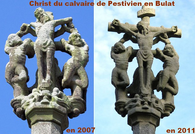 Christ Calvaire de Pestivien avant & après restauration
