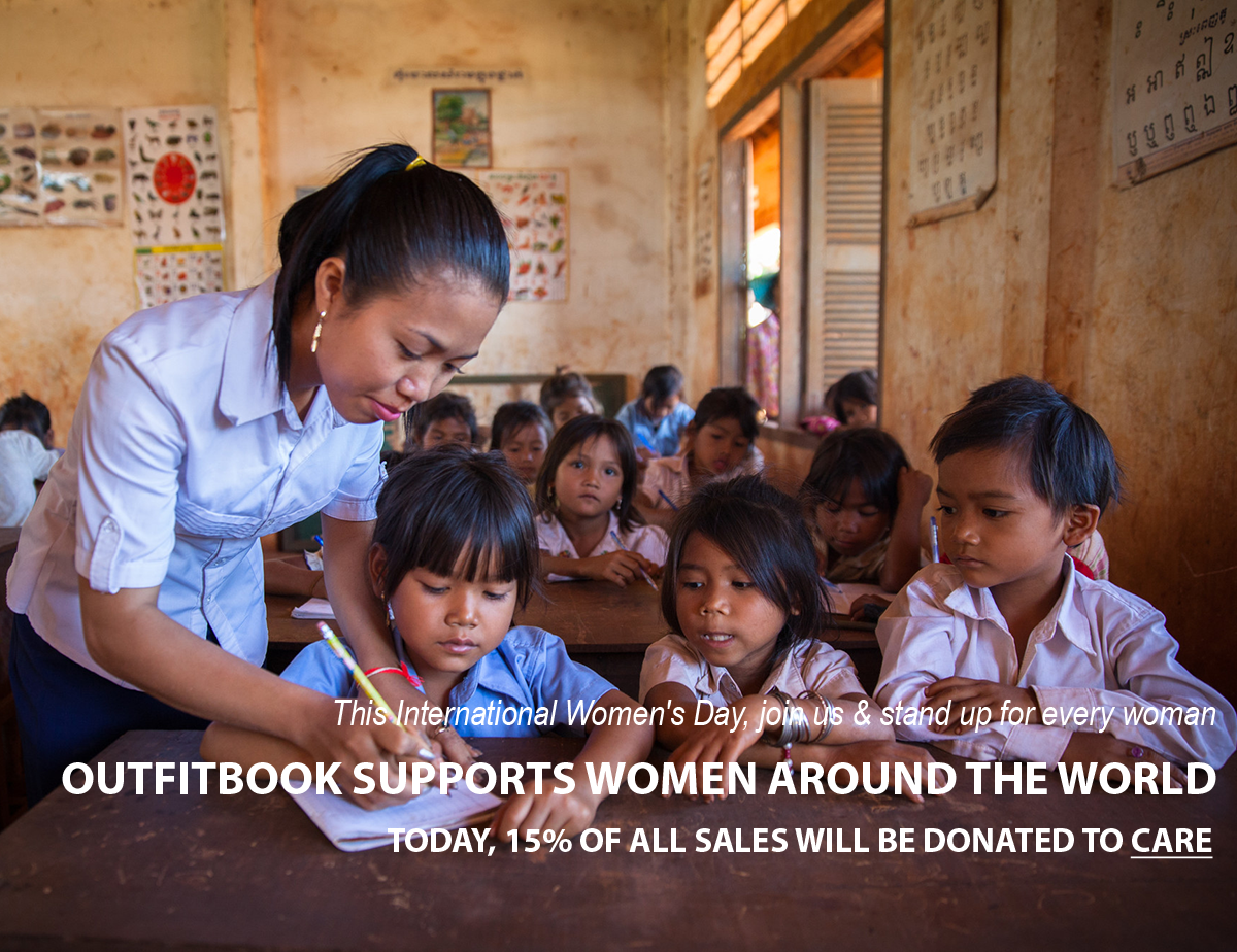image header outfitbook will donate 15% of today's sales to CARE International. We commit to donate twice that number