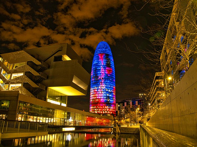 Torre Glories de nit desde Jardins d'Elisava - on Explore! March 8, 2022