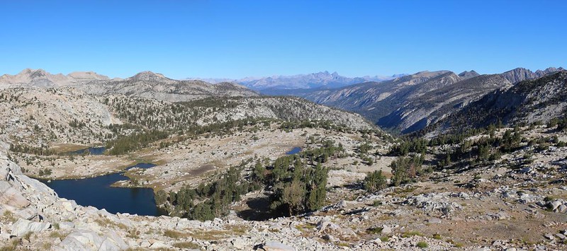 Panorama view north from Silver Pass on the JMT