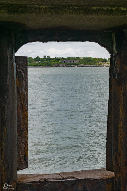 DSC_7263 ~ Looking through Fort Premble to For Scammel, Casco Bay, ME