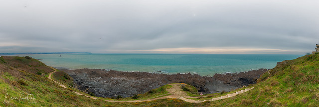 Ultra-wide panorama of the bay of Granville, Normandy, France