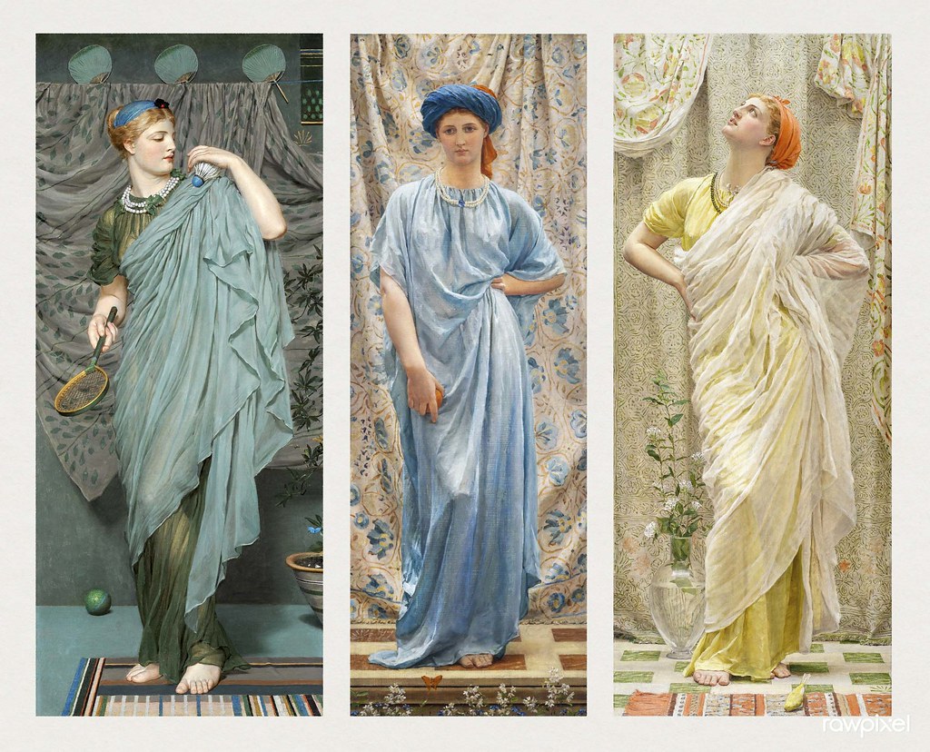 Battledore (1868–1870) painting in high resolution by Albert Joseph Moore. Original from the Minneapolis Institute of Art. Digitally enhanced by rawpixel.
