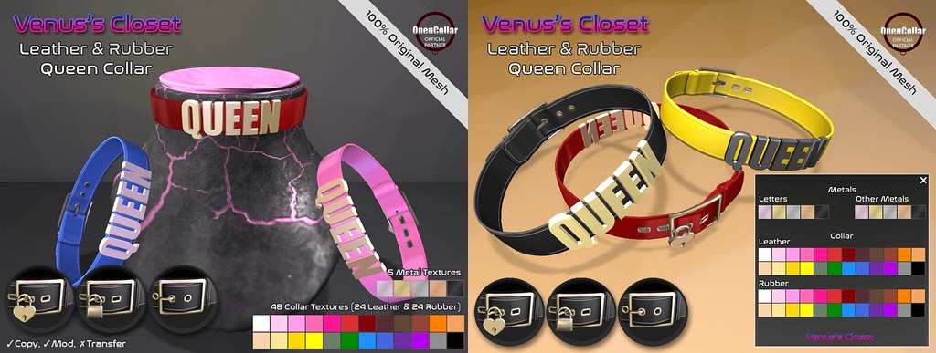 -VC – Leather & Rubber Queen Collar