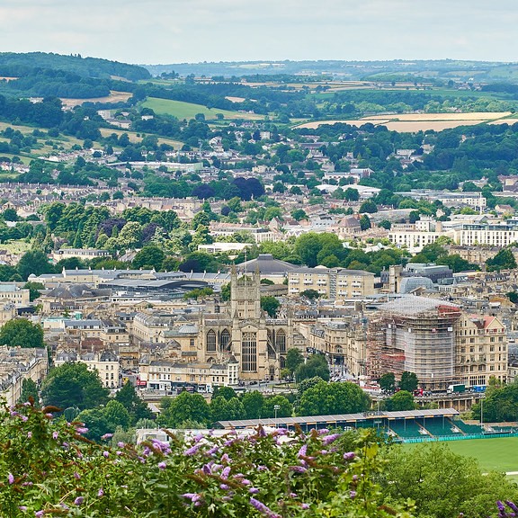 An ariel view of the City of Bath on a sunny day