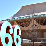 "66" and Bartlesville Community Center &amp;quot;66&amp;quot; (art: Robert Indiana; c. 1952-56; reference to both Phillips 66 (founded in Bartlesville) and Route 66) and Bartlesville Community Center (arch: William Wesley Peters; 1982), Unity Square, Bartlesville OK.